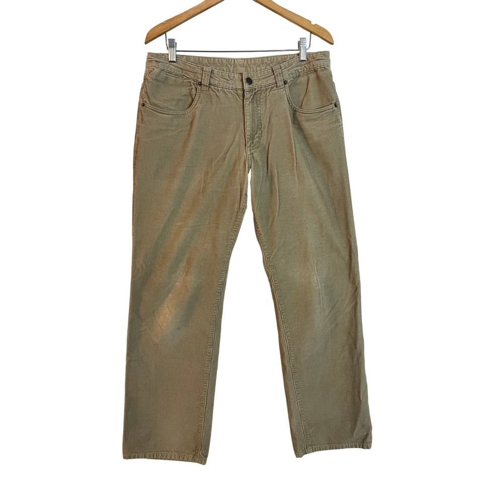 Patagonia Mens 34 Organic Cotton Corduroy Pants Tan Khaki Straight Leg 5 Pocket